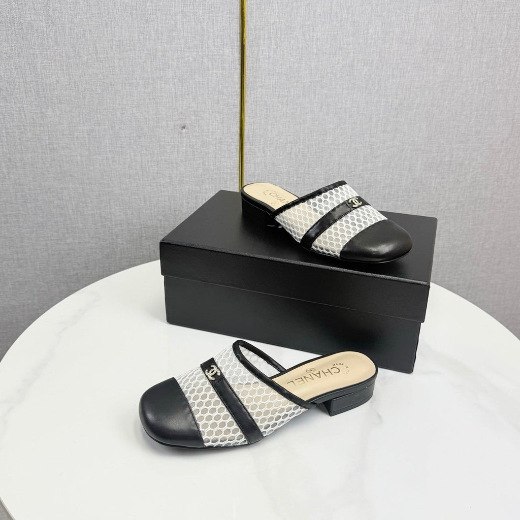 CC 26s Sandal Black Beige Mesh Sheepskin 639828