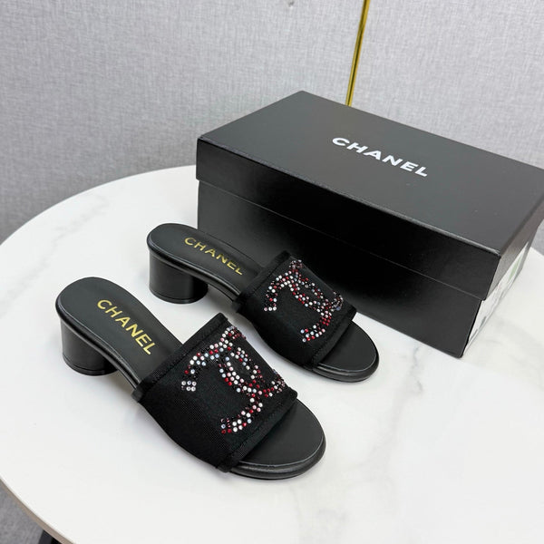 CC 26SS Sandals Black Mesh Sheepskin 639891