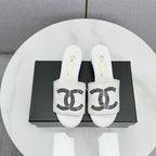 CC 26SS Sandals White Canvas Sheepskin 639893
