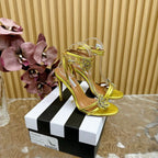 Aquazzura Slingback Heel 10cm Gold Metalic Calfskin