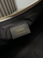 FENDIGRAPHY MEDIUM 29 IN SILVER METALLIC SMOOTH LAMBSKIN GOLD HARDWARE