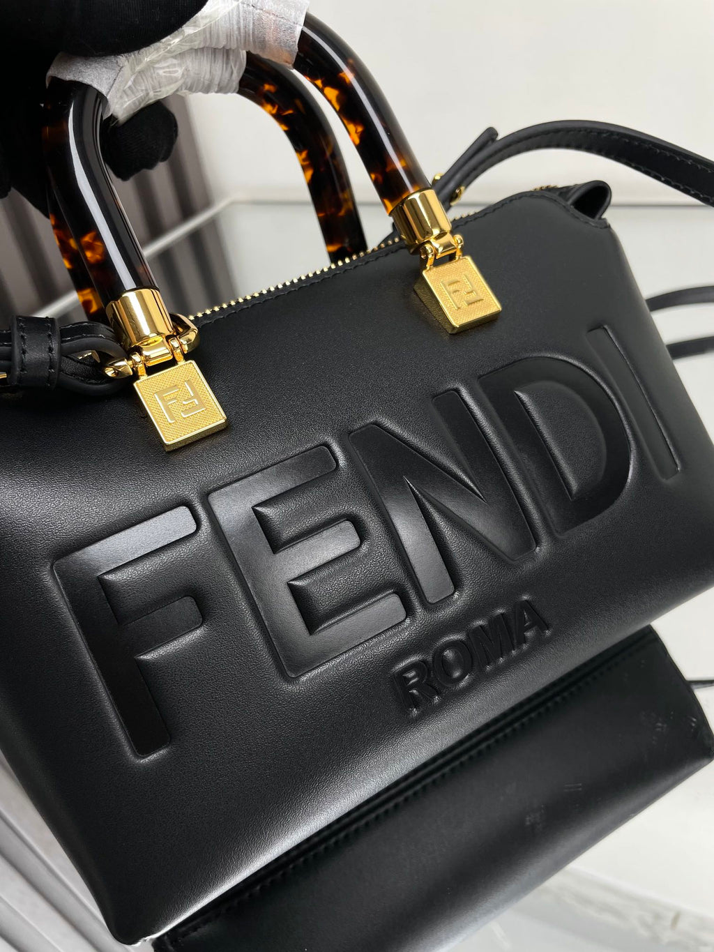 BY THE WAY MINI 18 IN BLACK EMBOSSED CALFSKIN GOLD HARDWARE