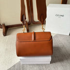 FLAP SHOULDER BAG 23 IN BRONZE BROWN LAMBSKIN GOLD HARDWARE