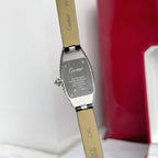 Baignoire 21mm Silver Diamond Case Black Leather