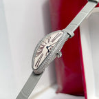 Baignoire 21mm Silver Diamond Case Grey Leather