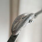Baignoire 21mm Silver Diamond Case Grey Leather