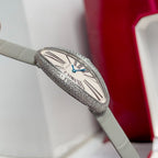 Baignoire 21mm Silver Diamond Case Grey Leather
