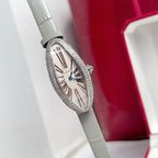 Baignoire 21mm Silver Diamond Case Grey Leather