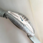 Baignoire 21mm Silver Diamond Case Grey Leather
