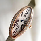 Baignoire 21mm Pink Gold Diamond Case Khaki Leather
