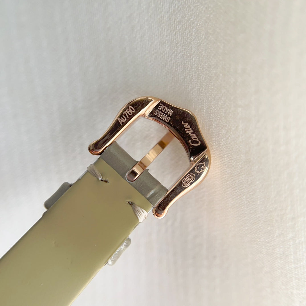 Baignoire 21mm Pink Gold Diamond Case Khaki Leather