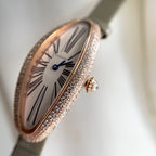 Baignoire 21mm Pink Gold Diamond Case Khaki Leather