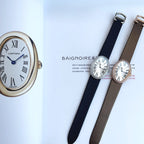 Baignoire 28mm Pink Gold Diamond Case Black Silk Leather