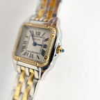 Panthere 22mm Gold Silver Diamond Bezel Double Chain 44cm