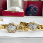 Baignoire Gold White Dial Diamond Bezel