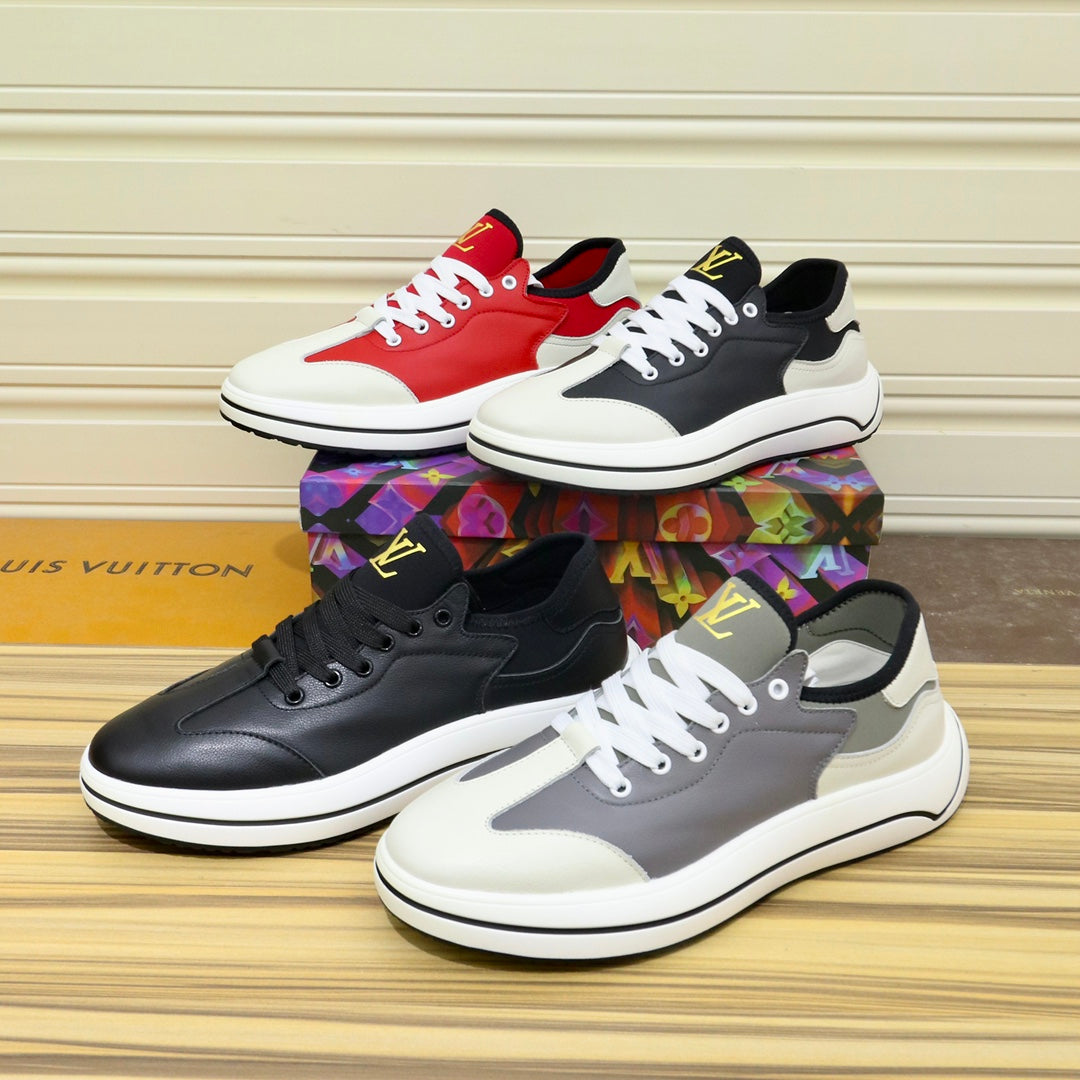 LV SNEAKER CHERRY RED MIX WHITE IVORY CALFSKIN