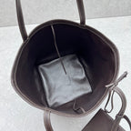 The Row 2025 Park Tote Stitch Bag Dark Brown 30cm Leather