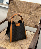 Celine Small Cube Bag Brown Triomphe Canvas Calfskin