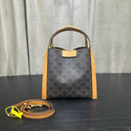 Celine Small Cube Bag Light Brown Triomphe Canvas Calfskin