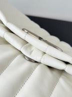 MONACO BAG 43 IN WHITE QUILTED THIN CALFSKIN SILVER HARDWARE