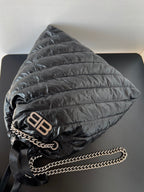 CRUSH LARGE TOTE BAG 46 IN BLACK QUILTED CALFSKIN SILVER HARDWARE