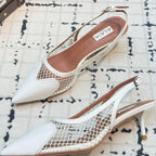 Alaia Heart 50mm Heels Slingbacks White Sheepskin  800931