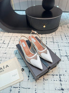 Alaia Heart 50mm Heels Slingbacks White Sheepskin  800931