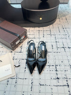 ALAIA SLINGBACKS 5 CM IN BLACK CALFSKIN WITH MESH