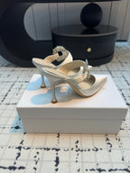 Manolo Satin Maidugura Mules 90mm White Satin
