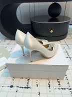 Lurum 90 White Satin Crystal Embellished Pumps 868664