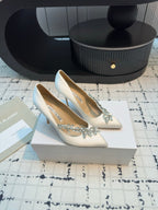 Lurum 90 White Satin Crystal Embellished Pumps 868664
