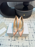 Lurum 90 Beige Satin Crystal Embellished Pumps 868666
