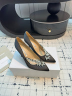 Lurum 90 Black Satin Crystal Embellished Pumps 868667