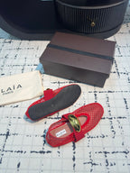 Alaila Ballet Flats In Red Mesh Fabric 895240