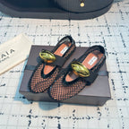 Alaila Ballet Flats In Black Mesh Fabric 895241