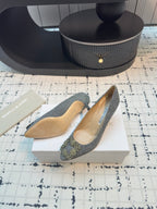 Hangisi 70 Silver Glitter Fabric Leather Jewel Buckle Pumps 912614