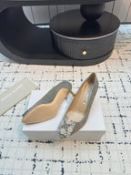 Hangisi 70 Gold Glitter Fabric Leather Jewel Buckle Pumps 912614