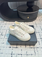 CC Low Sneaker 30mm White With Small Flowers Cavas Fabric