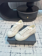 CC Low Sneaker 30mm White With Small Flowers Cavas Fabric