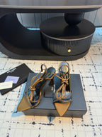 HIGH HEEL SANDALS WITH SHINY RHINESTONES STRAP IN GOLDEN BROWN SILK