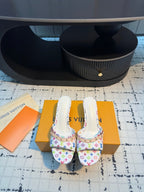 LV Mule 6AM LV x TM 55mm White with Monogram Multicolore Leather 218907