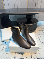 The Row Zipped Ankle Boots 50mm Burnt Earth Calfskin 429314