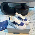 Prada 25s Platform Sneakers White Blue Cowhide 538420