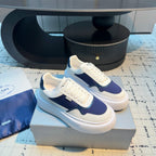 Prada 25s Platform Sneakers White Blue Cowhide 538420