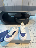Prada 25s Platform Sneakers White Blue Cowhide 538420