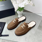 CC 25 Mule Dark Brown Calfskin Gold Double C
