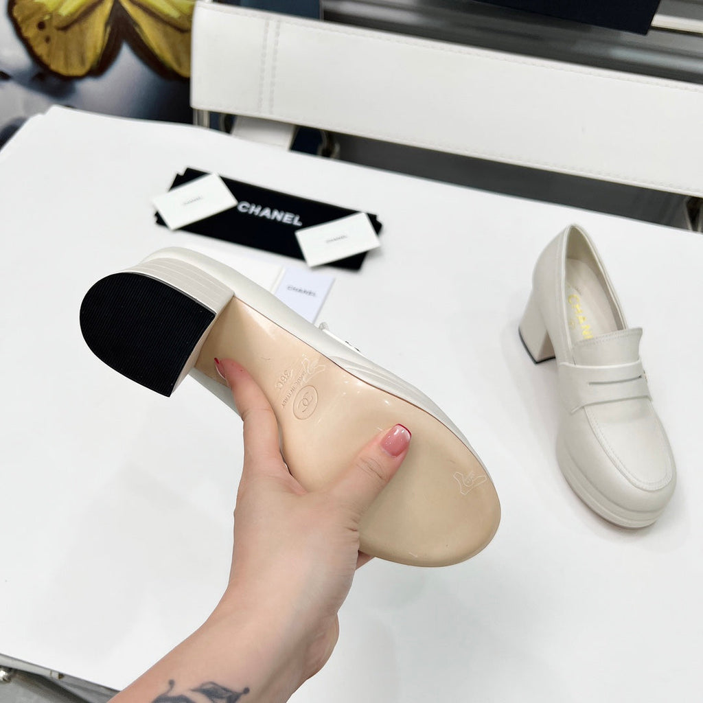 CC Platform Loafers 70mm White Sheepskin 459434