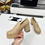 CC Platform Loafers 70mm Light Beige Sheepskin 459435