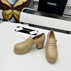CC Platform Loafers 70mm Light Beige Sheepskin 459435