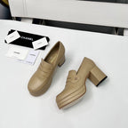 CC Platform Loafers 70mm Light Beige Sheepskin 459435